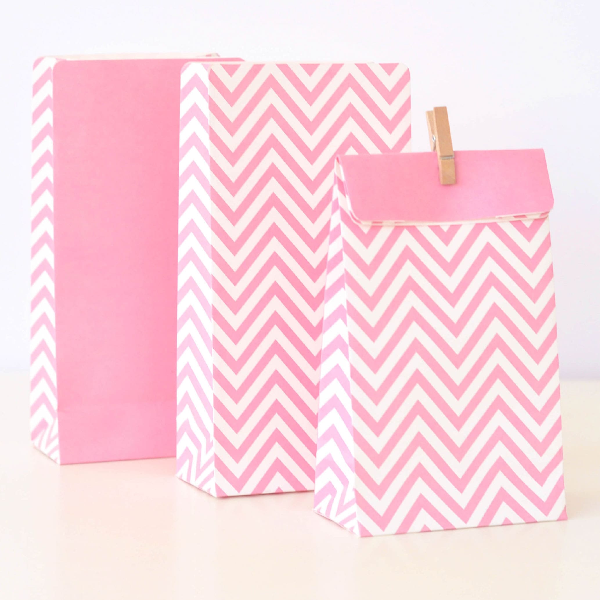 Chevron Baby Pink Party Bags (12 pack) The Party Edit