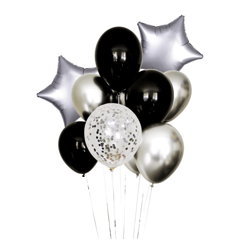Balloon Bouquet - Black & Silver