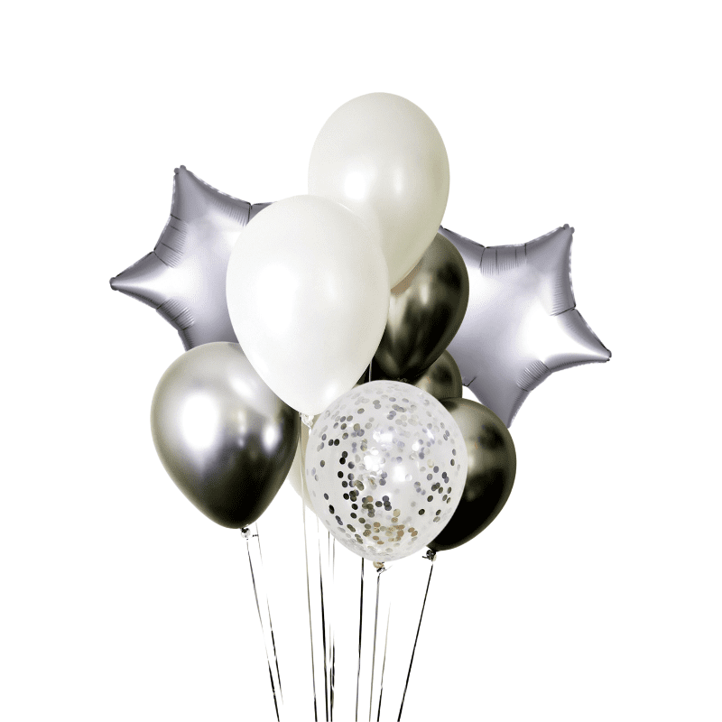 Balloon Bouquet - White & Silver
