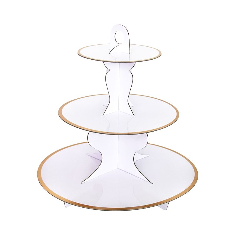 White with Gold Trim Cupcake Stand