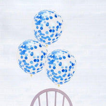 Load image into Gallery viewer, Blue 30cm Confetti Balloons (5 pack) - The Party Edit
