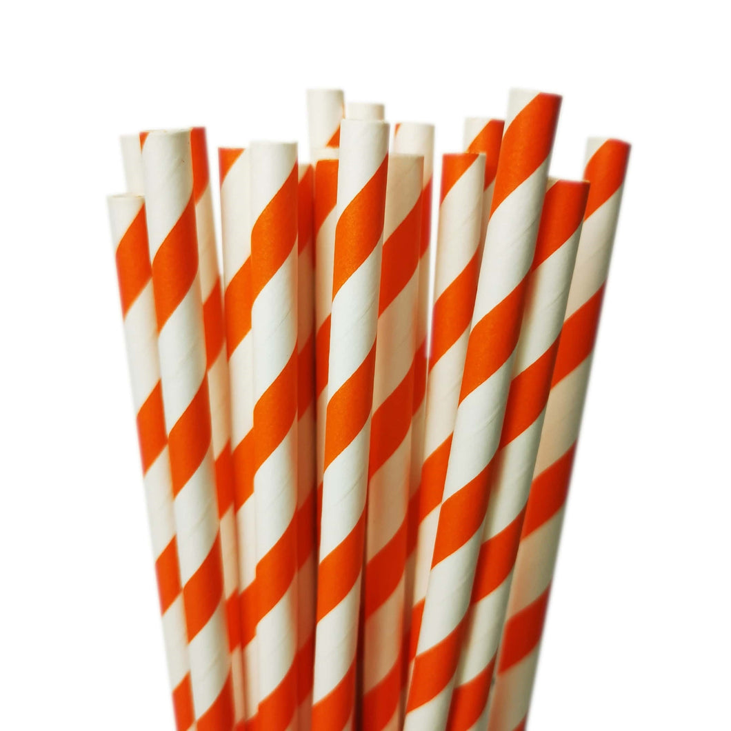 Orange Striped Paper Straws (20 pack)