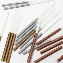 Load image into Gallery viewer, Rose Gold Glitter Dipped Candles (12 pack)
