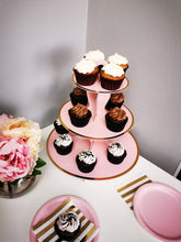 Load image into Gallery viewer, Pastel Pink with Gold Trim Cupcake Stand
