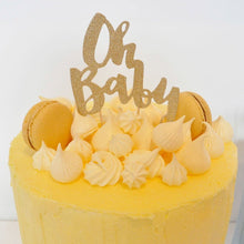 Load image into Gallery viewer, Oh Baby Gold Glitter Cake Topper
