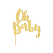 Load image into Gallery viewer, Oh Baby Gold Glitter Cake Topper

