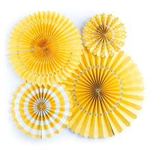 Load image into Gallery viewer, Yellow Party Fans (4 pack)
